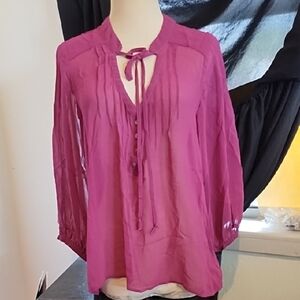 Patterson J Kincaid Sheer Fuschia Blouse
